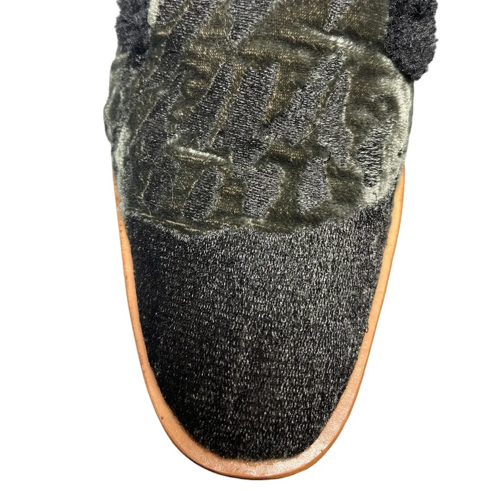 ⚡️SOLD⚡️Free People Shoes Mules Gray Black Faux Fur Velvet Flat Loafer Size 40 - Picture 13 of 16